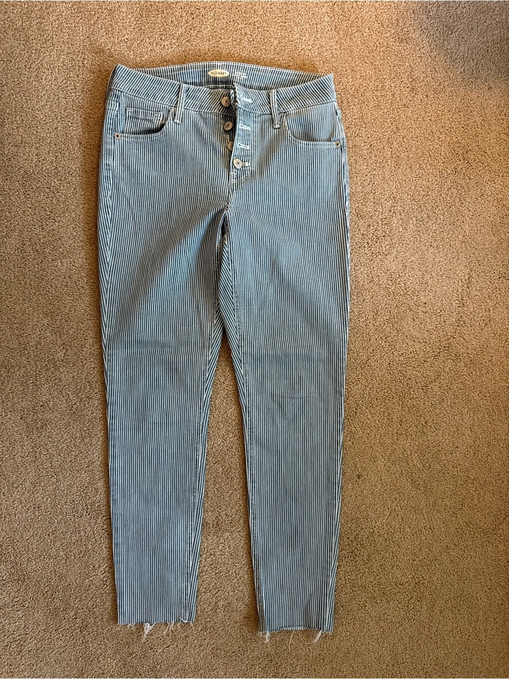 Old Navy Blue and White Pinstripe Skinny Jeans